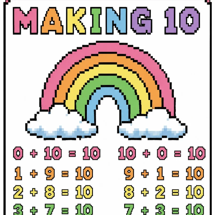 The making-ten anchor chart from the Make 10 tutorial, showing every pair that makes ten