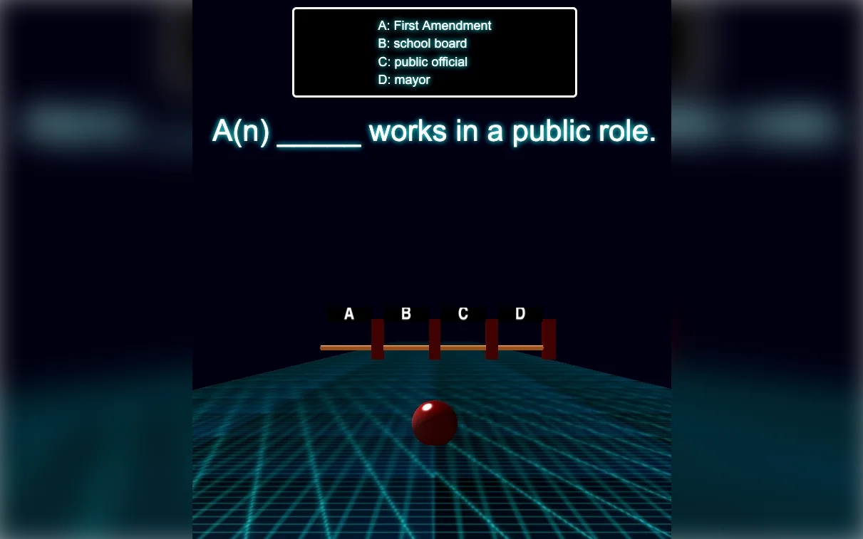 An academic vocabulary question in the Spellbound Slope game
